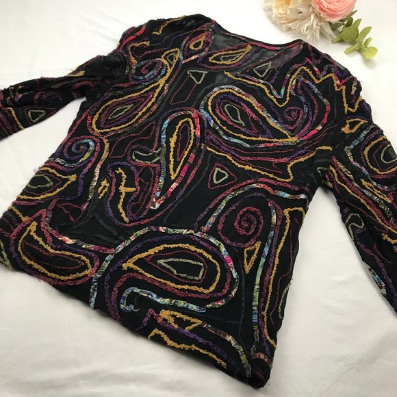 Chico's Patchwork Sheer Jacket - M - Picture 5 of 6